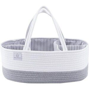 XXL Cotton Rope Diaper Caddy Extra Large Baby Nursery Storage Bin with Divider